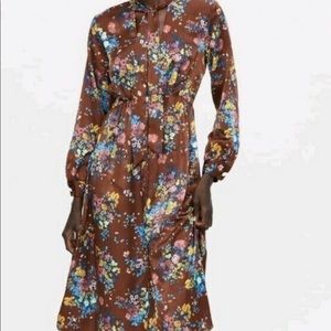 Zara Midi Brown Silky Dress